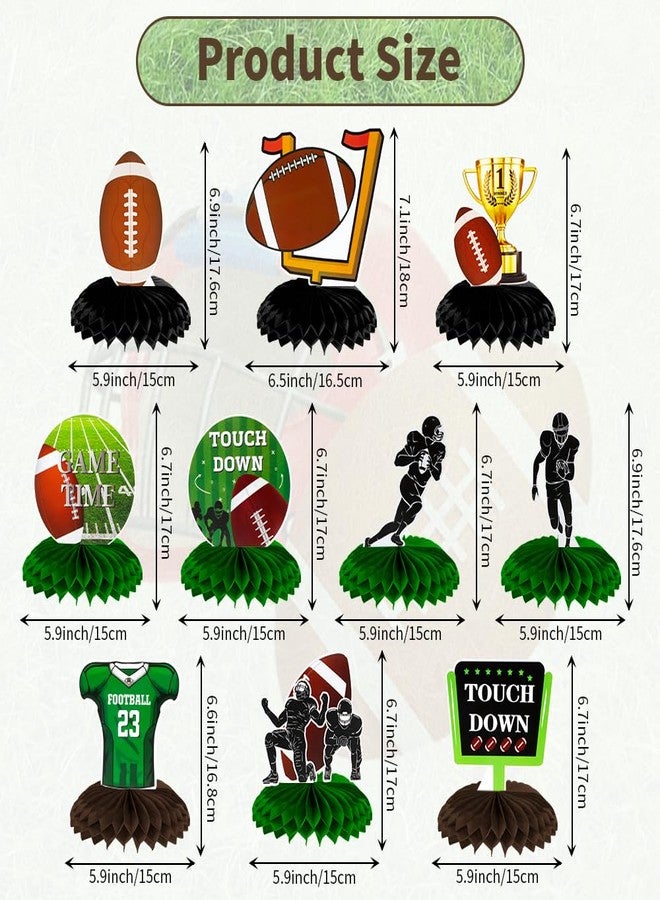 QEYMN Football Party Decorations, 10 PCS Football Centerpieces for Table, Superbowl Party Decorations 2026, Football Honeycomb Centerpieces Table Decoration for Footballs Birthday Tailgate Party Supplies - Image 2